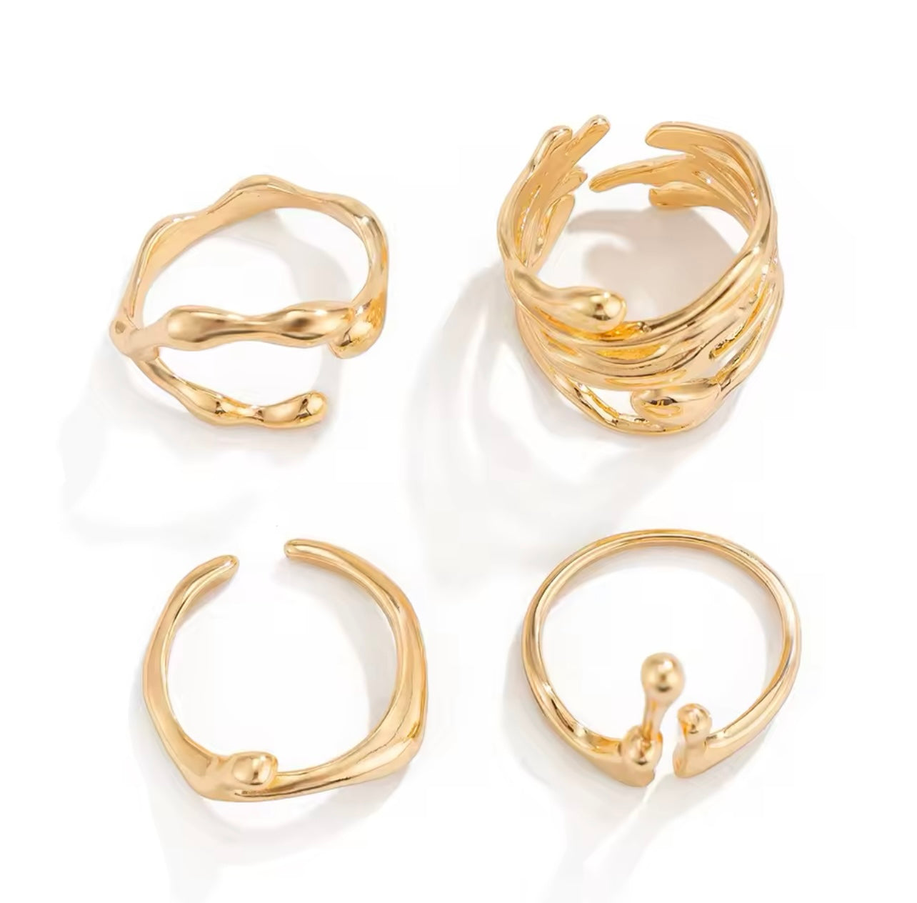 Irregular Lava Ring Set - Gold