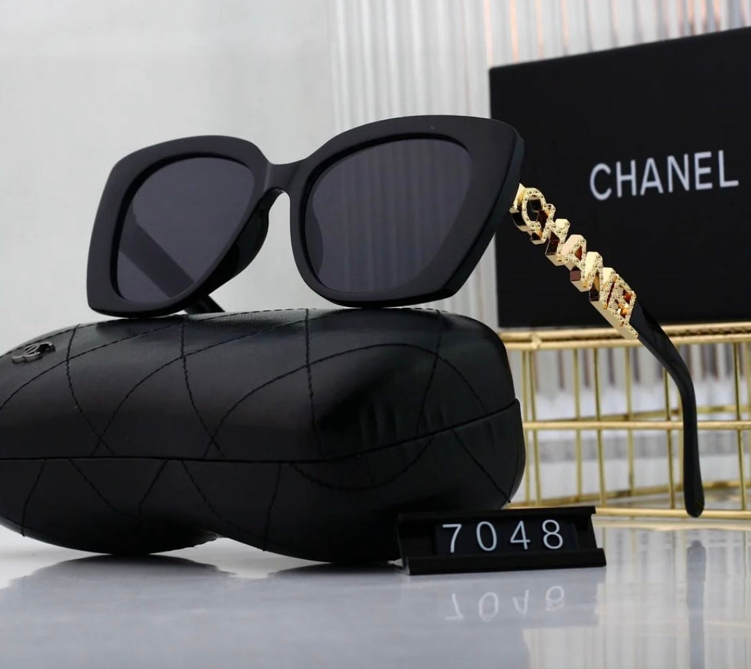 Chnel Sunglasses - Black & Gold
