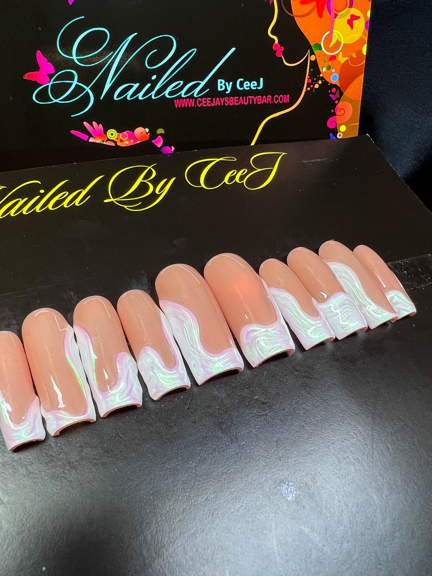 Artemis | Unicorn Chrome Swirls | Custom Press On Nails