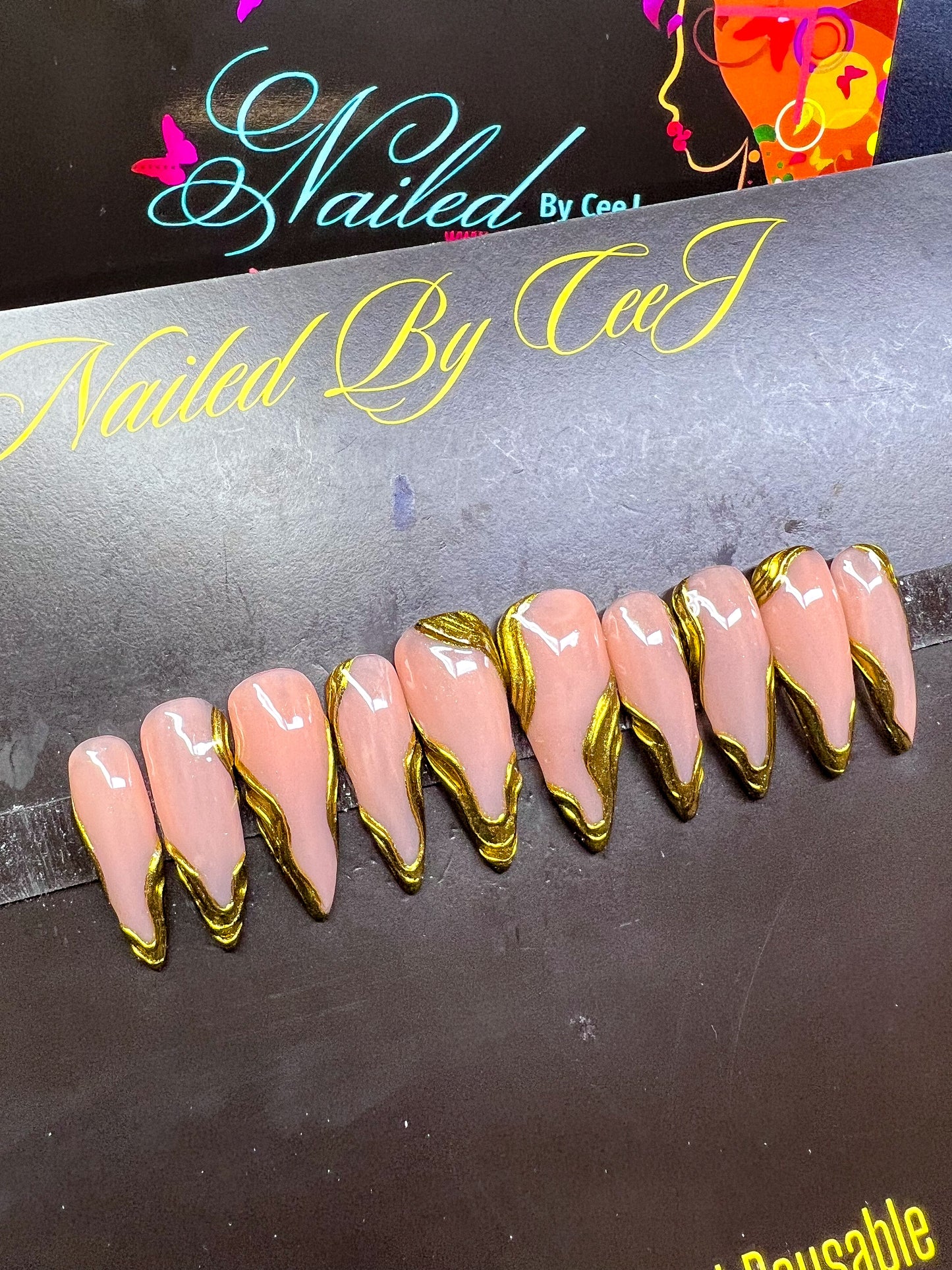 Hera | Gold Chrome | Custom Press On Nails