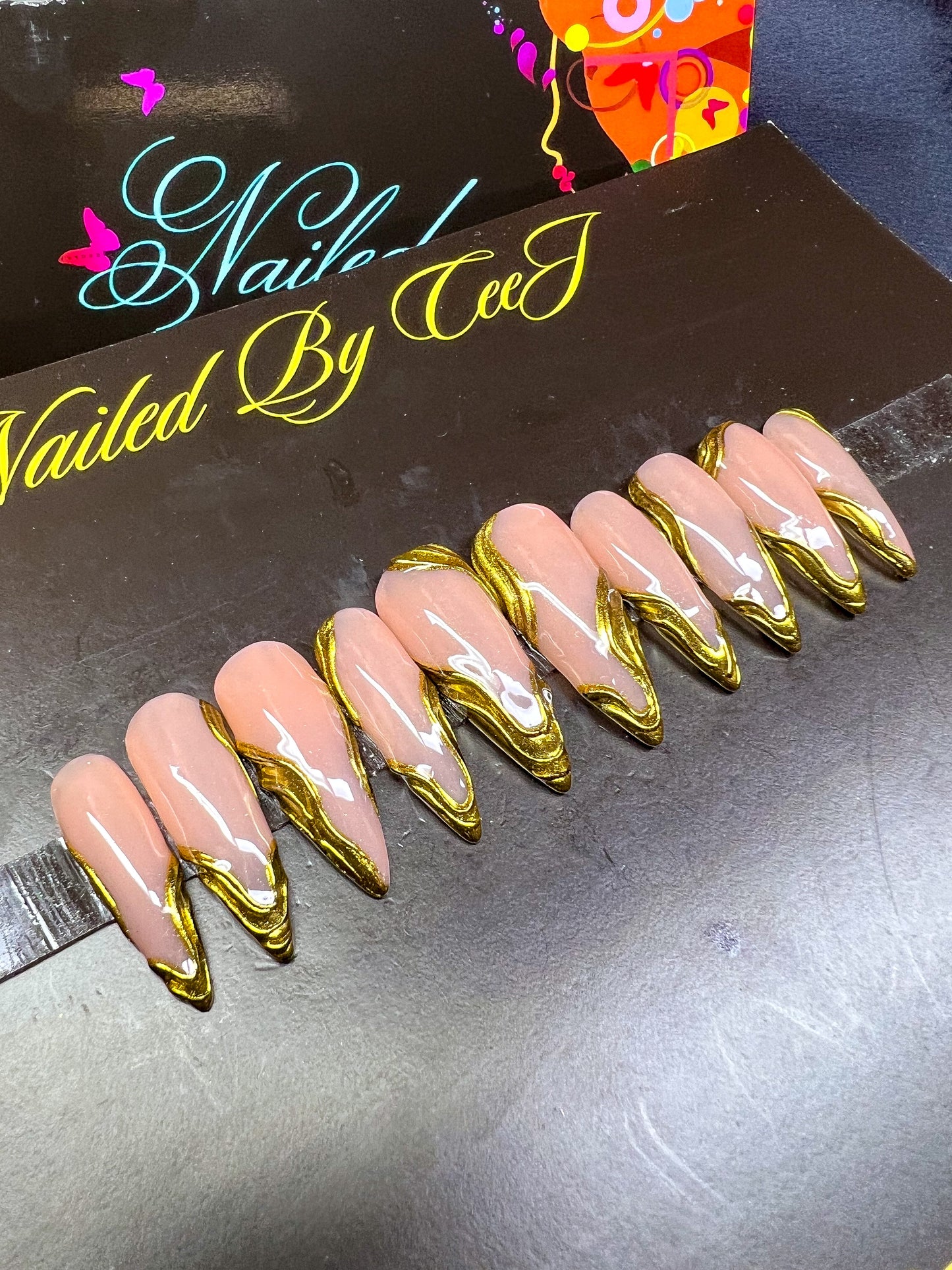 Hera | Gold Chrome | Custom Press On Nails