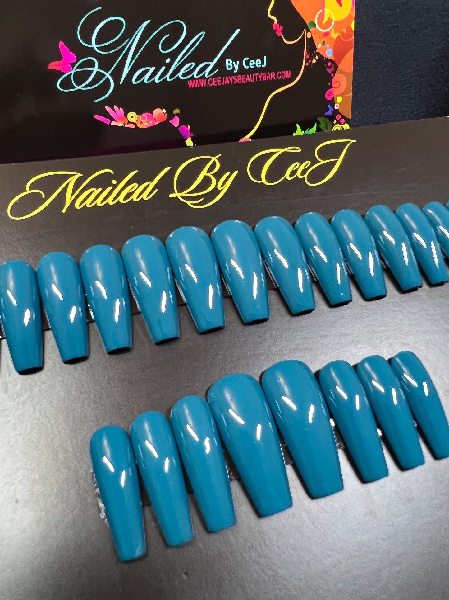 No. 56 | Blue Teal | Ready To Ship Press On Nails