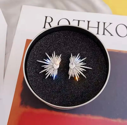 Sunburst Stud Earrings - Silver