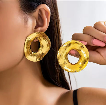 Large Circle Stud Earrings