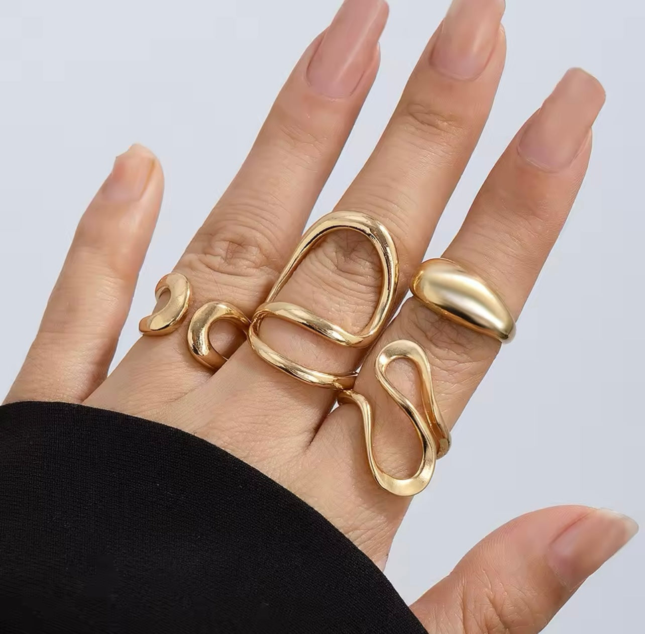 Geometric Ring Set - Gold