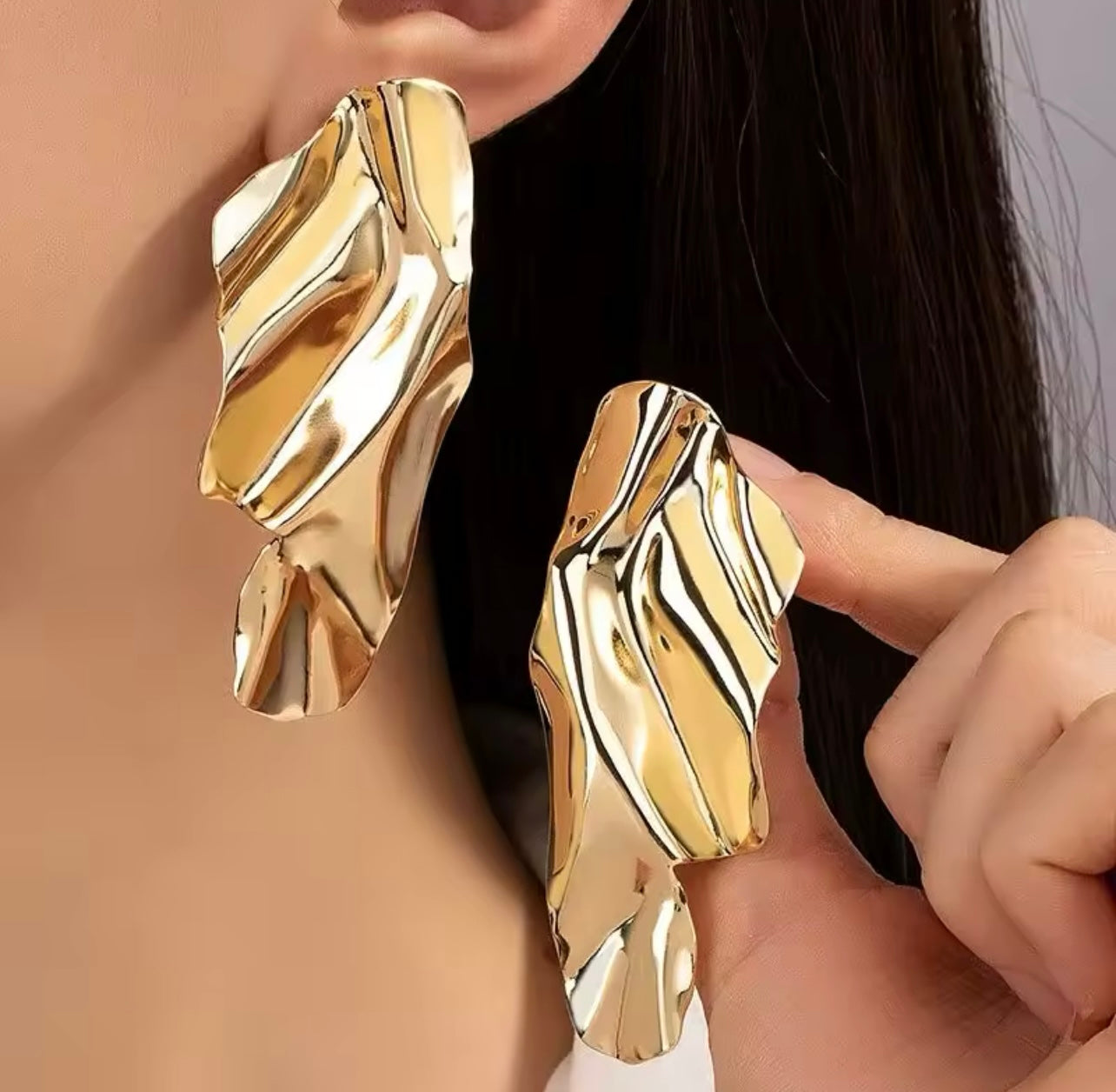 Exaggerated Long Earrings - Gold