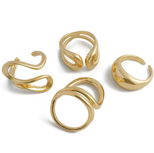 Geometric Ring Set - Gold