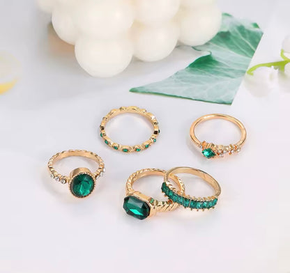 Bohemian Ring Set - Green