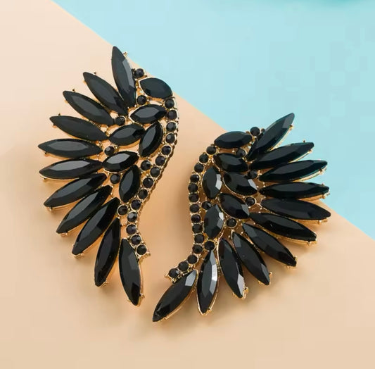 Fan-shaped Bohemian Style Earrings - Black