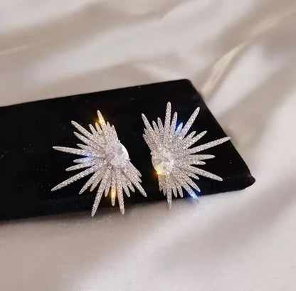 Sunburst Stud Earrings - Silver