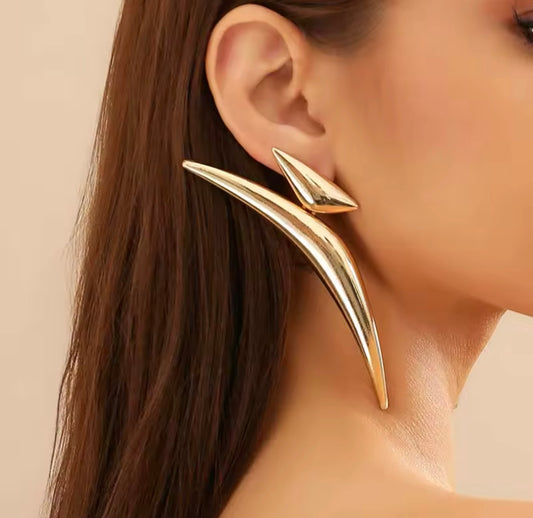 Metal Triangle Curved Earrings