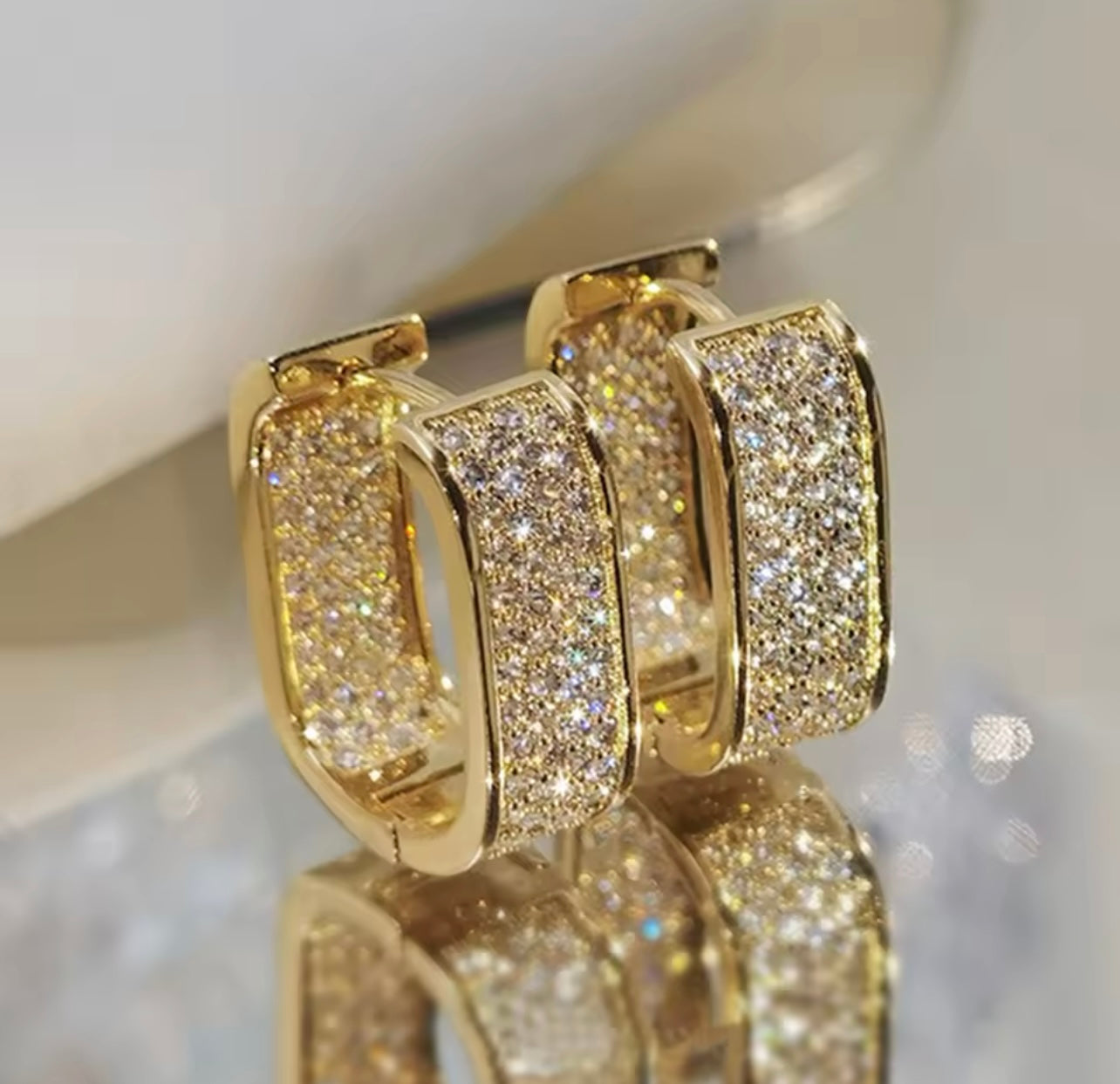 CZ Hoop Earrings - Gold