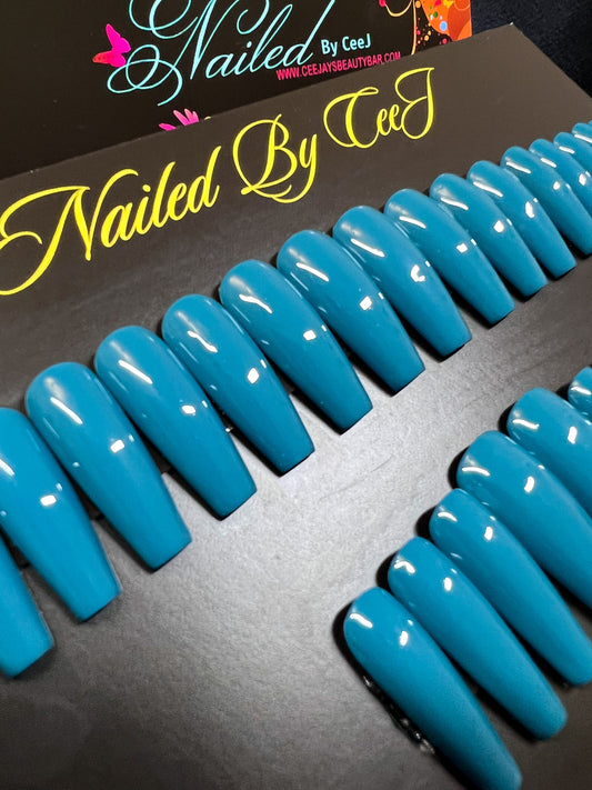 No. 56 | Blue Teal | Ready To Ship Press On Nails