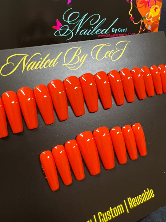 No. 57 | Orange | Ready To Ship Press On Nails