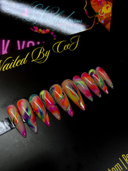 J’Ouvert | Rainbow Swirls | Custom Press On Nails
