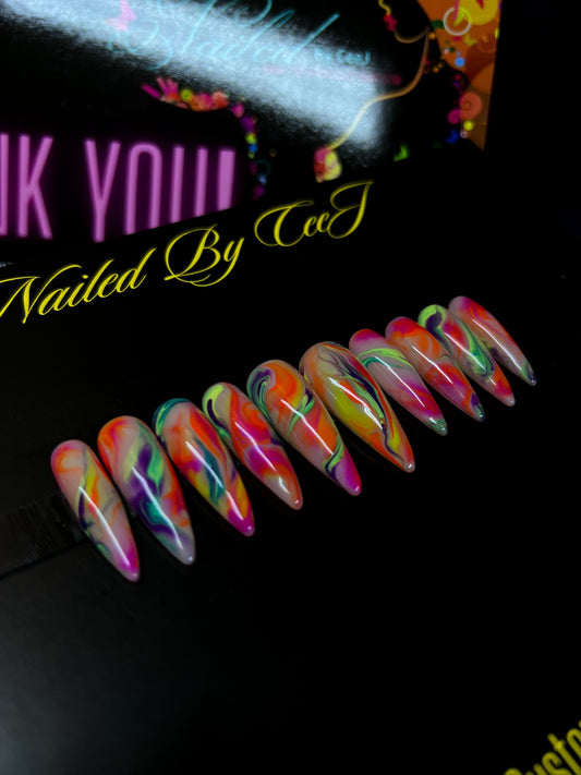 J’Ouvert | Rainbow Swirls | Custom Press On Nails