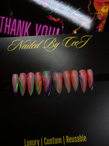 Calypso | Bright Rainbow | Custom Press On Nails