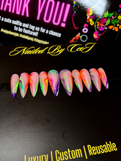 Calypso | Bright Rainbow | Custom Press On Nails