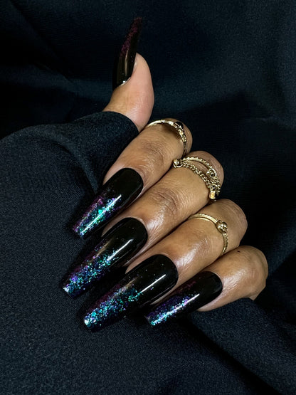 Luna | Iridescent Glitter Ombré | Custom Press On Nails