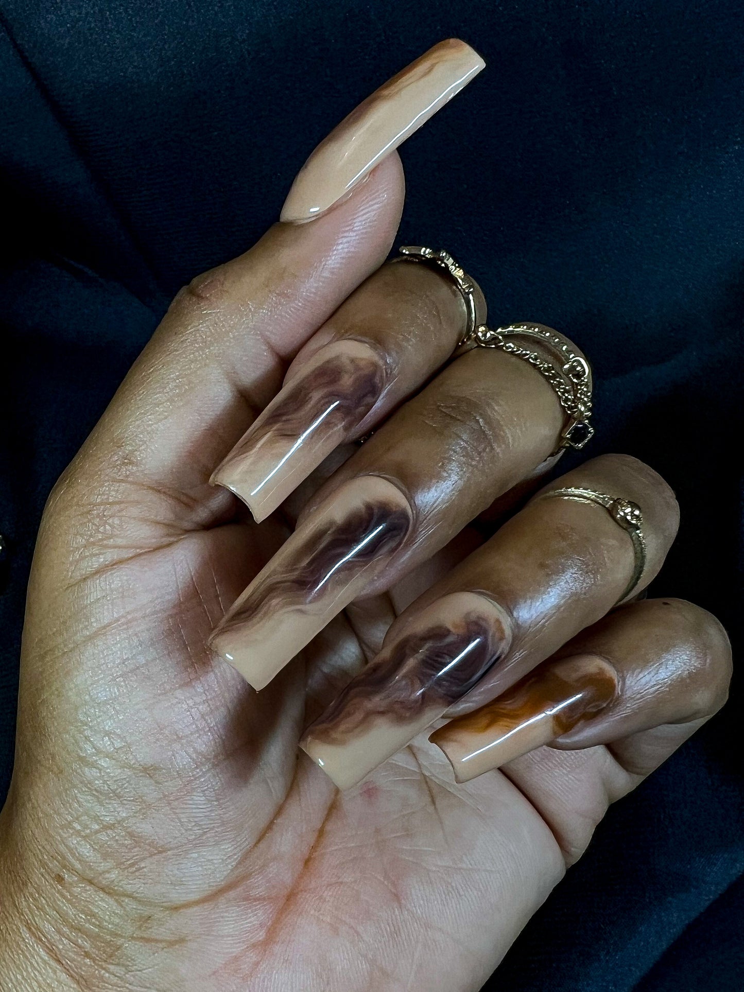 Rhea | Nude Marble | Custom Press On Nails