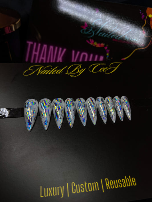 Selene | Holographic Foil | Custom Press On Nails